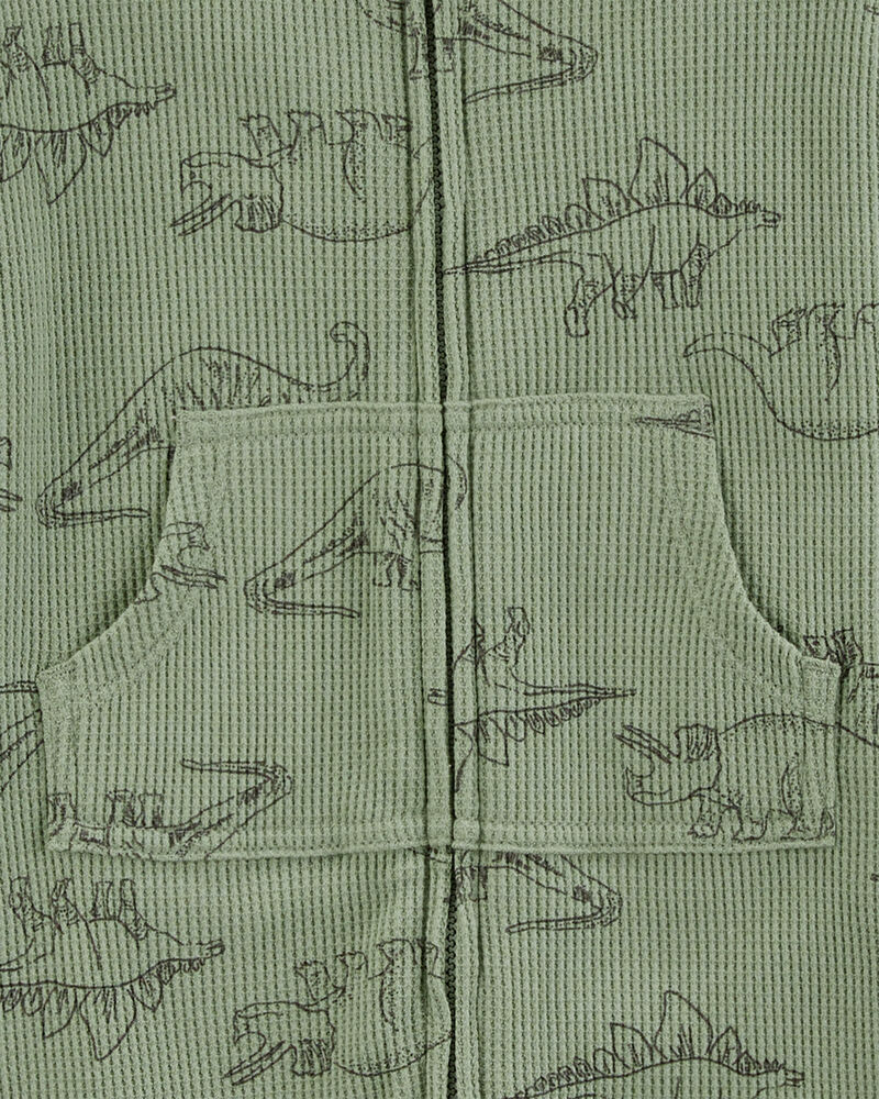 Baby Dinosaur Hooded Zip-Up Thermal Jumpsuit, image 2 of 3 slides