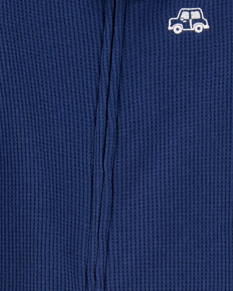 Baby Boy Car Waffle Knit Footie 1-Piece Pyjamas - Navy, image 2 of 4 slides