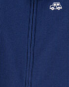 Baby Boy Car Waffle Knit Footie 1-Piece Pyjamas - Navy, image 2 of 4 slides