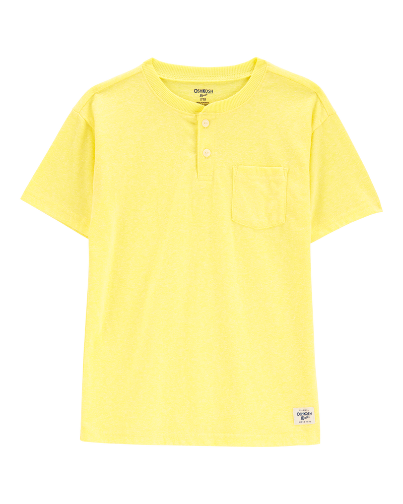 Kid Pocket Henley Tee - Yellow, image 1 of 3 slides