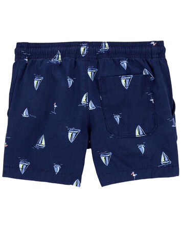 Sailboat Pull-On Linen Shorts, 