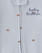 Baby Boy Baby Brother' Cotton 2-Way Zip Sleeper - Blue, image 3 of 4 slides