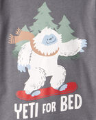 B&eacute;b&eacute; gar&ccedil;on - Pyjamas Yeti en coton 100 % &agrave; manches longues, coupe ajust&eacute;e, 4 pi&egrave;ces - Vert/Gris, image 2 sur 4 diapositives