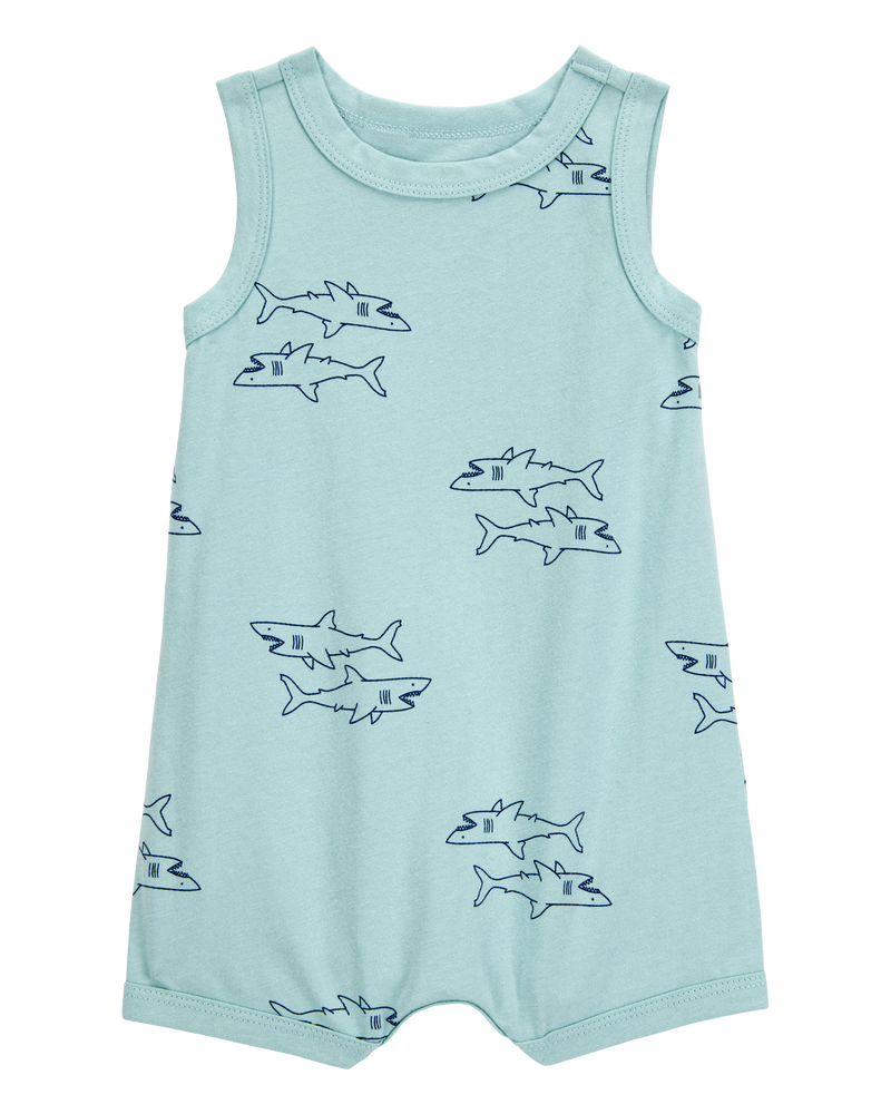 Baby Shark Print Cotton Romper, image 1 of 3 slides
