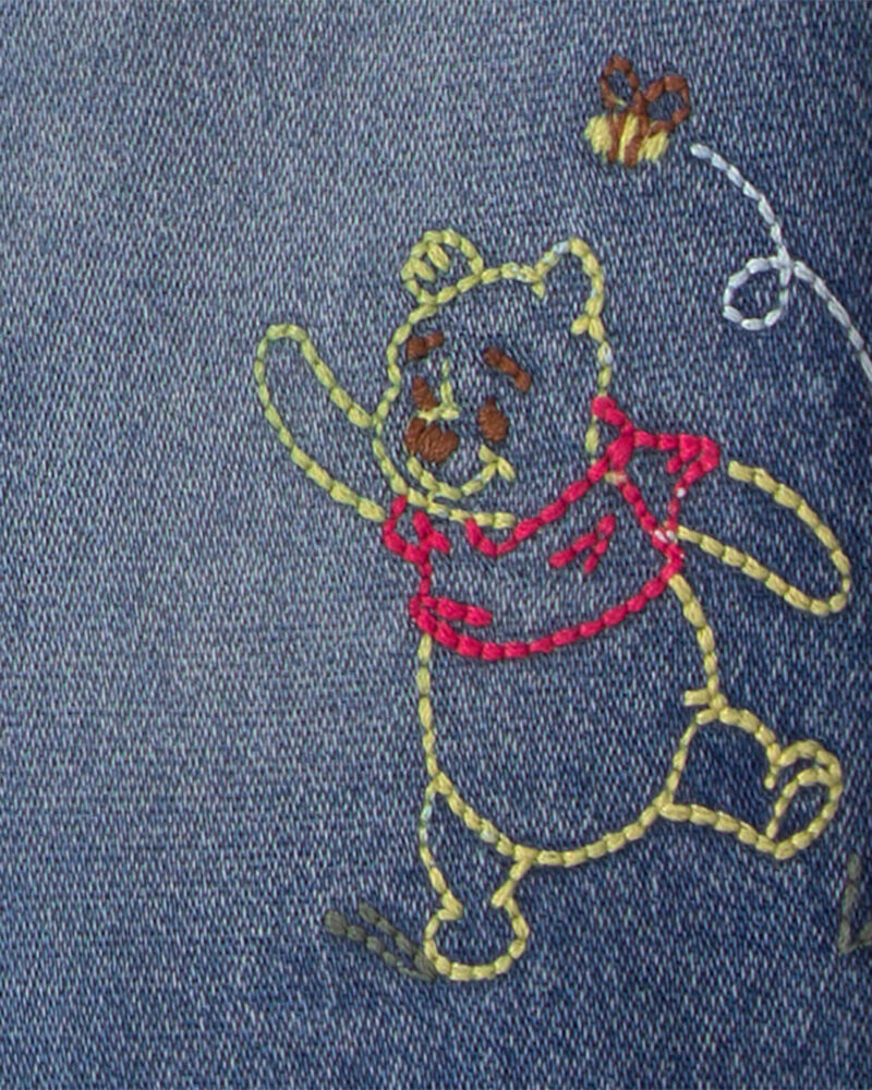 B&eacute;b&eacute; - Blouson en denim effet tricot brod&eacute; Winnie l&rsquo;Ourson de Disney&reg; avec motif au dos - D&eacute;lav&eacute; fonc&eacute;, image 5 sur 8 diapositives