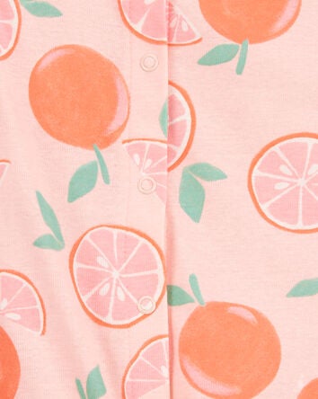 Baby Orange Print Snap-Up Cotton Romper, 