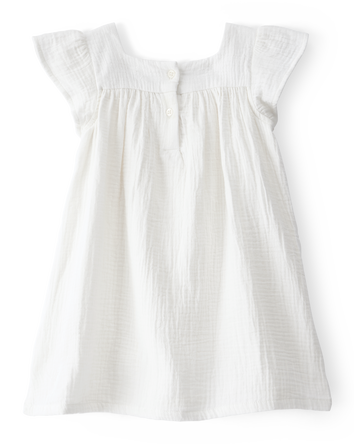 Toddler Solid Flutter-Sleeve Dress - White, 