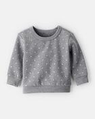 Baby Girl Polka Dot Fleece Sweatshirt - Grey, image 1 of 3 slides