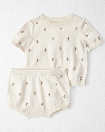 Baby Girl 2-Piece Organic Cotton Floral-Print Sweater Set, 