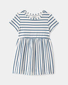 Baby Girl Striped Short-Sleeve Dress - Blue/Ivory, image 1 of 4 slides