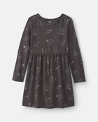 Girls Stars Long-Sleeve Dress - Grey, image 1 of 4 slides