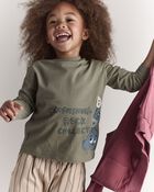 Toddler Rock Collector Long-Sleeve Relaxed Graphic Tee - Olive, image 1 of 7 slides