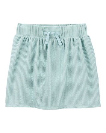 Kid Ribbed Textured Drawstring Skort -  Green, 
