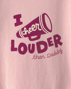 Baby Girl 'I Cheer Louder' Long-Sleeve Graphic Bodysuit - Pink, image 2 of 3 slides
