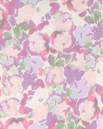 B&eacute;b&eacute; fille - Pyjama ajust&eacute; 4 pi&egrave;ces en 100 % coton, fleurs - Rose/Mauve, 