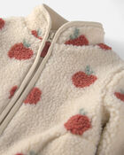 Baby Girl Recycled Teddy Fleece Jacket in Apples, image 3 of 5 slides