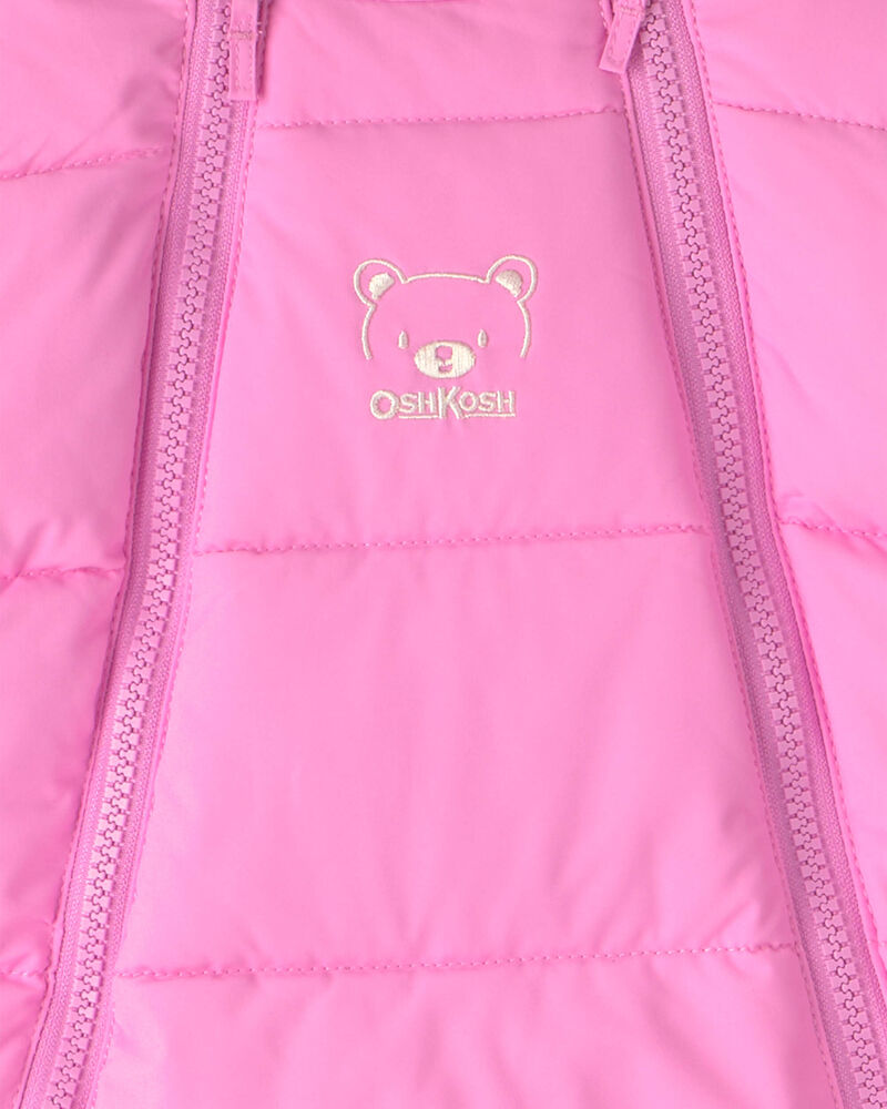 Baby Girl 1 Piece  Puffer Snowsuit- Pink, image 3 of 3 slides