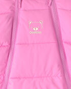 Baby Girl 1 Piece  Puffer Snowsuit- Pink, image 3 of 3 slides