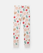 Kids 2-Piece Thanksgiving 100% Cotton Snug Fit Pyjama Set - Cream, image 2 of 4 slides