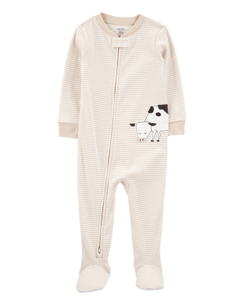 Toddler 1-Piece Striped Cow Footie Pyjamas, 