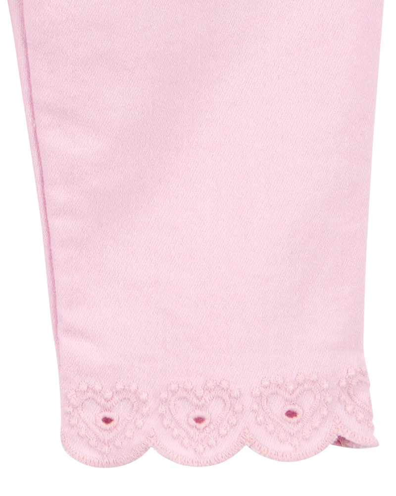 Bébé Pantalon tissé à ourlets brodés - Rose, image 4 sur 5 diapositives