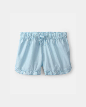 Girls Ruffle-Trim Shorts - Blue, 