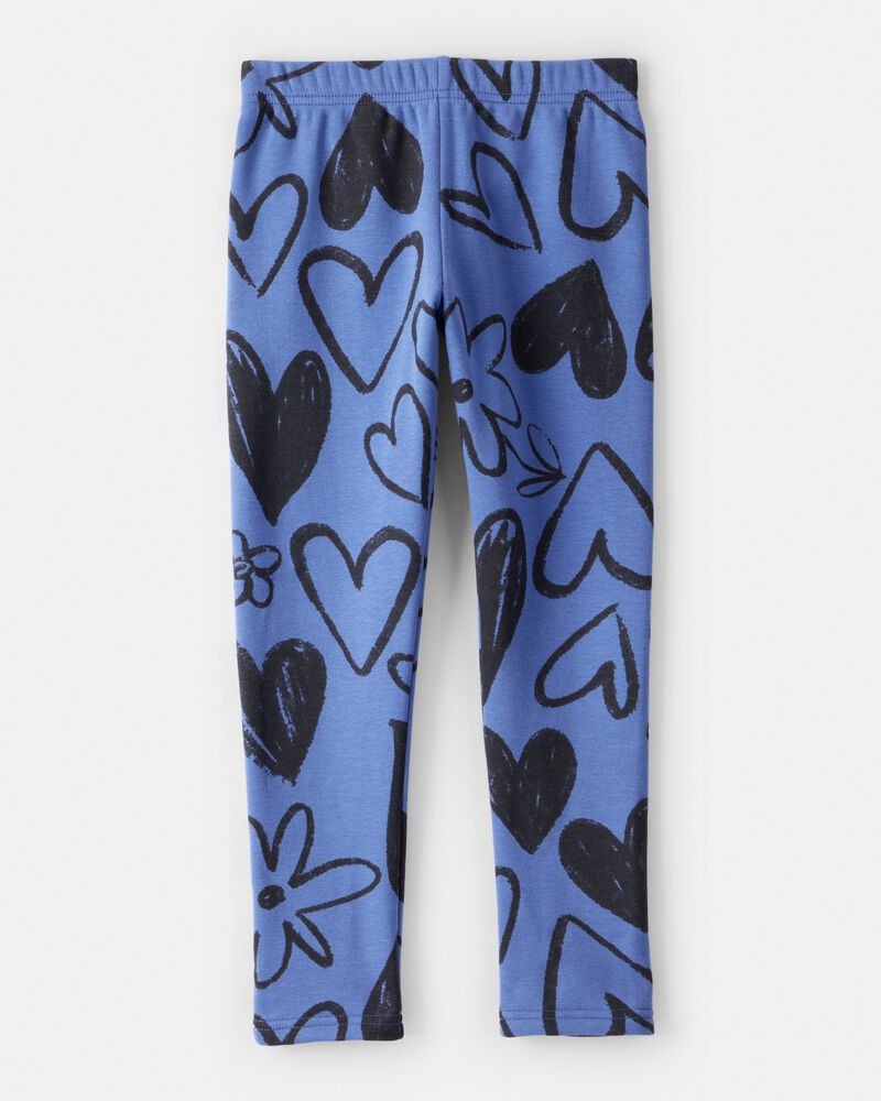 Kid Heart Pull-On Stretch Cozy Leggings - Blue, image 2 of 5 slides