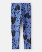 Kid Heart Pull-On Stretch Cozy Leggings - Blue, image 2 of 5 slides