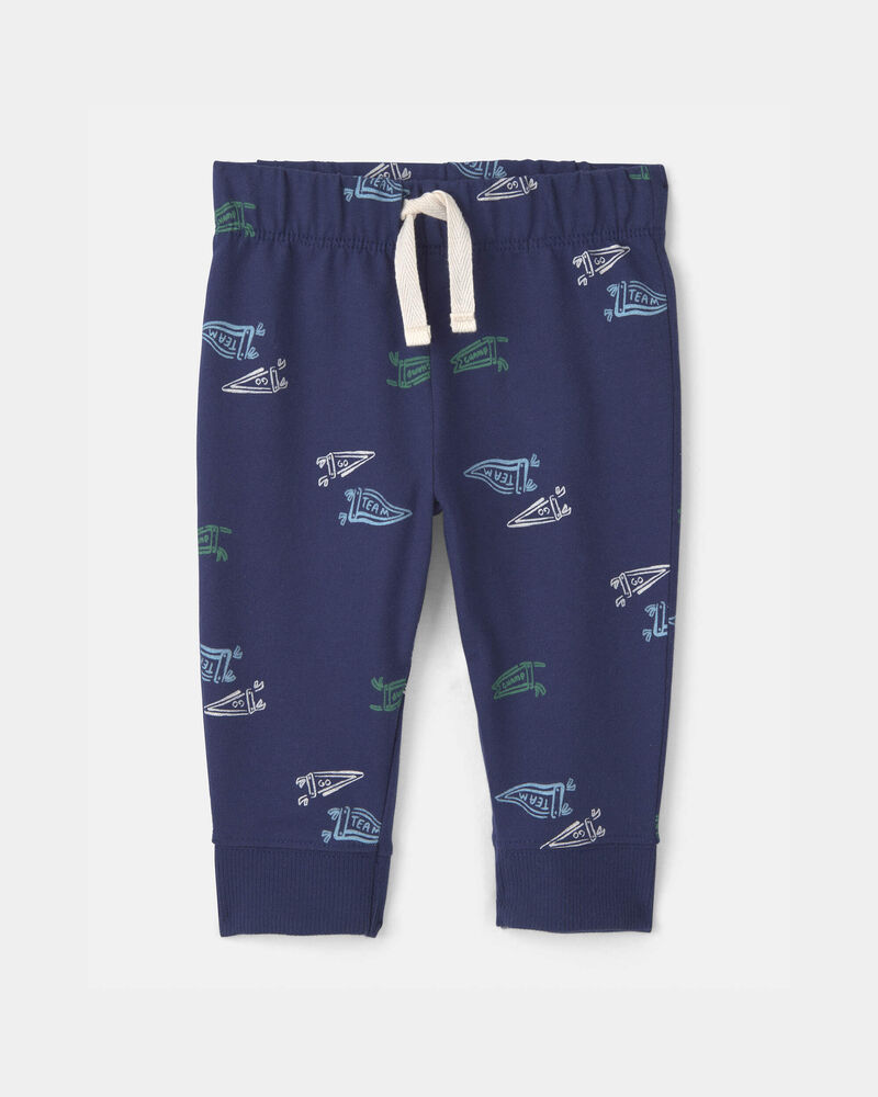 Baby Boy 2-Piece 'Mommy's Champ' Pennant French Terry Bodysuit & Pant Set - Blue/Ivory, image 2 of 6 slides