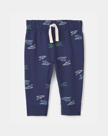 Baby Boy 2-Piece 'Mommy's Champ' Pennant French Terry Bodysuit & Pant Set - Blue/Ivory, 