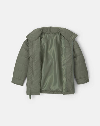 Dinosaur Puffer Jacket - Olive Green, 