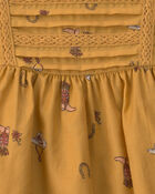 B&eacute;b&eacute; fille - Robe manches longues en serg&eacute; &agrave; motif fer &agrave; cheval &ndash; Kaki, image 4 sur 4 diapositives
