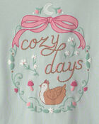 Filles - Pyjama ajust&eacute; 4 pi&egrave;ces en 100 % coton &agrave; motif poulet campagnard - Bleu/Cr&egrave;me, image 3 sur 6 diapositives