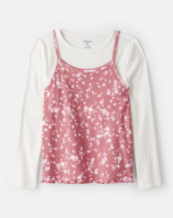 Girls Long-Sleeve 2-Piece Top Set - Pink/White, 