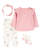 Baby 4-Piece Barn Print Outfit Set, image 1 of 5 slides