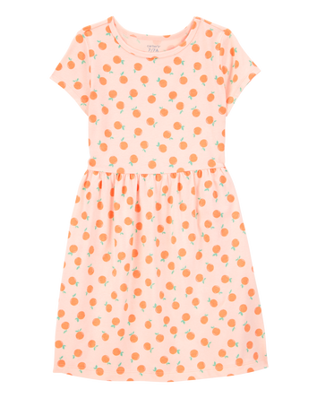 Kid Orange Print Short-Sleeve Dress, 