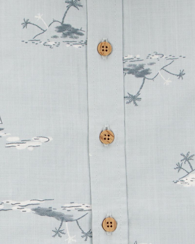 Baby 2-Piece Button-Down Shirt & Short Set - Blue, image 3 of 4 slides