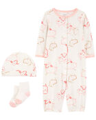 Bébé Ensemble 3 pièces gigoteuse convertible imprimé mouton rose, image 1 sur 3 diapositives