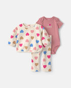 Baby Girl 3-Piece Heart 'I Love Daddy' Fleece Layering Set, image 1 of 7 slides