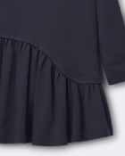 Toddler Girl Ribbed Long-Sleeve Asymmetrical Dress - Navy, image 2 of 2 slides