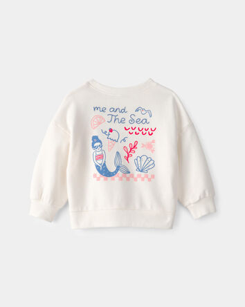Baby Girl Mermaid French Terry Pullover Sweatshirt - Ivory, 