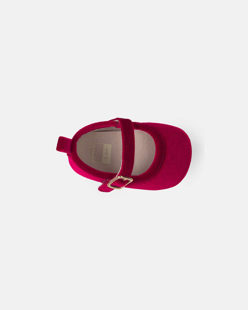 Baby Girl Mary Jane Velvety Flats - Red, image 4 of 6 slides