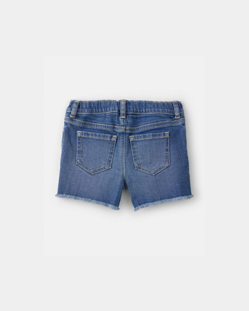 Tout-petit fille - Short en denim brod&eacute;, marguerites - D&eacute;lav&eacute; fonc&eacute;, image 2 sur 3 diapositives