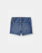 Tout-petit fille - Short en denim brod&eacute;, marguerites - D&eacute;lav&eacute; fonc&eacute;, image 2 sur 3 diapositives