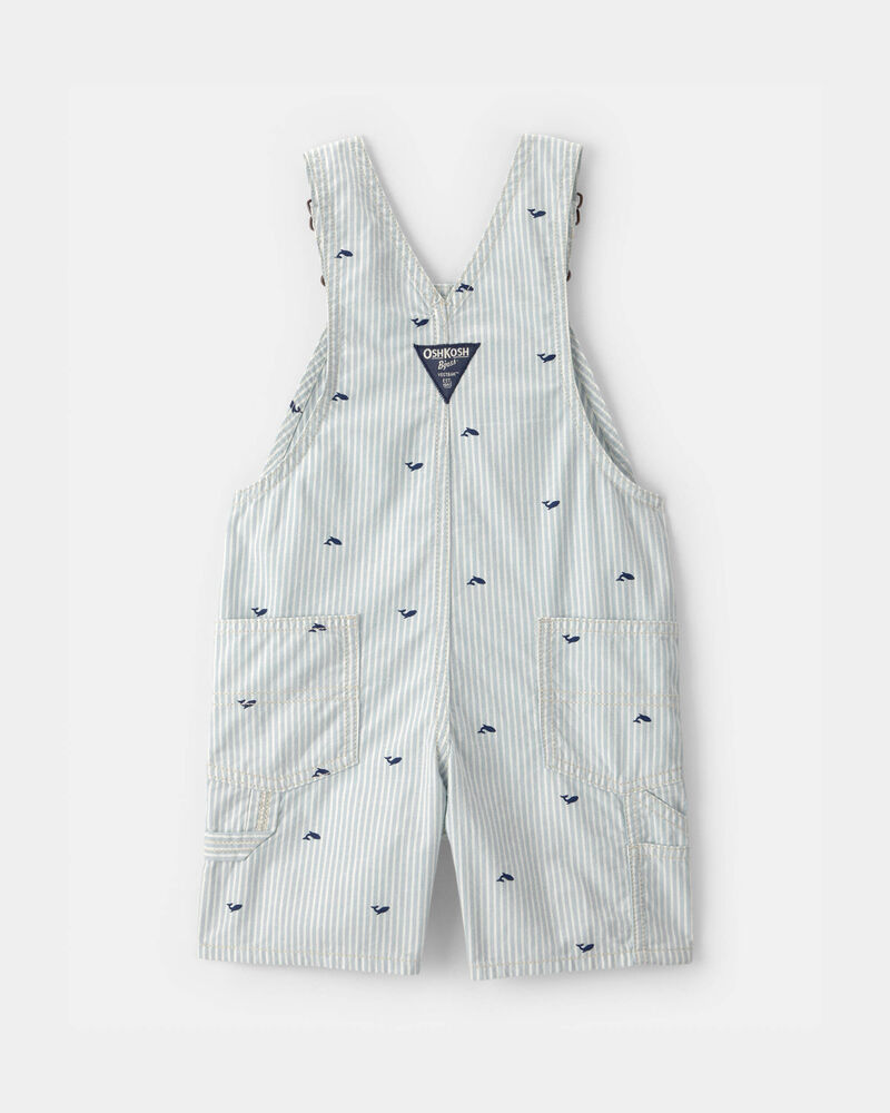 Toddler Boy Whale Striped Shortall - Blue/White, image 2 of 4 slides