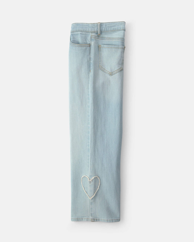 Girls Heart Denim Wide-Leg Jeans - Light Wash, image 3 of 5 slides