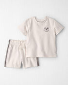 B&eacute;b&eacute; - Ensemble 2 pi&egrave;ces haut et short en jersey bouclette de coton biologique, image 1 sur 5 diapositives