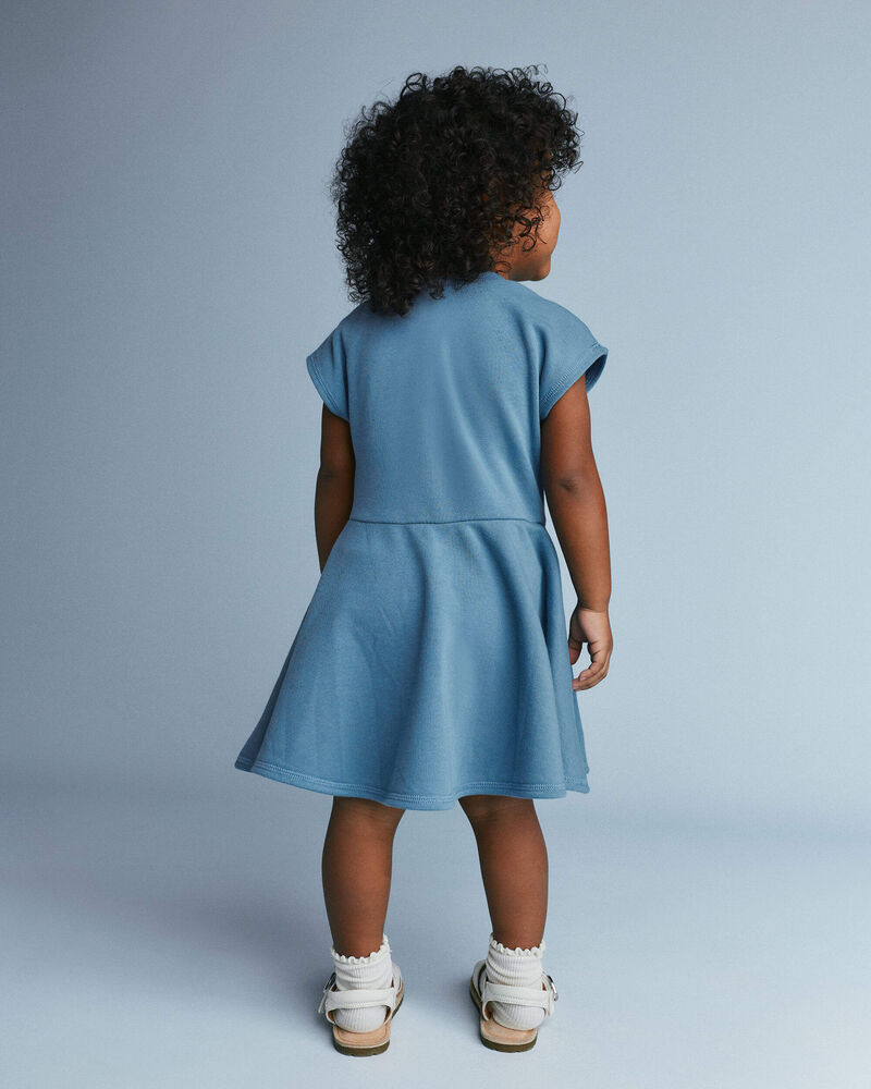 Toddler Girl French Terry Drop-Waist Dress - Teal, image 4 of 6 slides