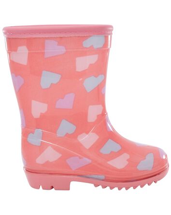Toddler Heart Print Rain Boots, 
