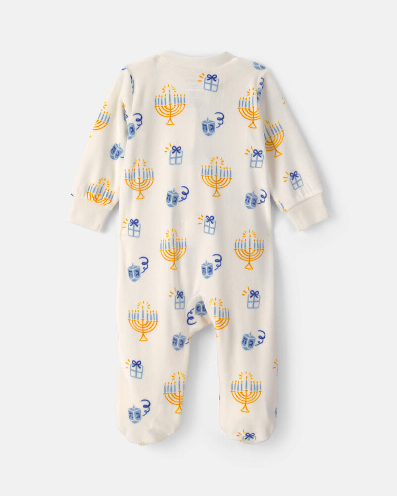 Baby Hanukkah 2-Way Zip Sleeper - Cream, image 2 of 5 slides